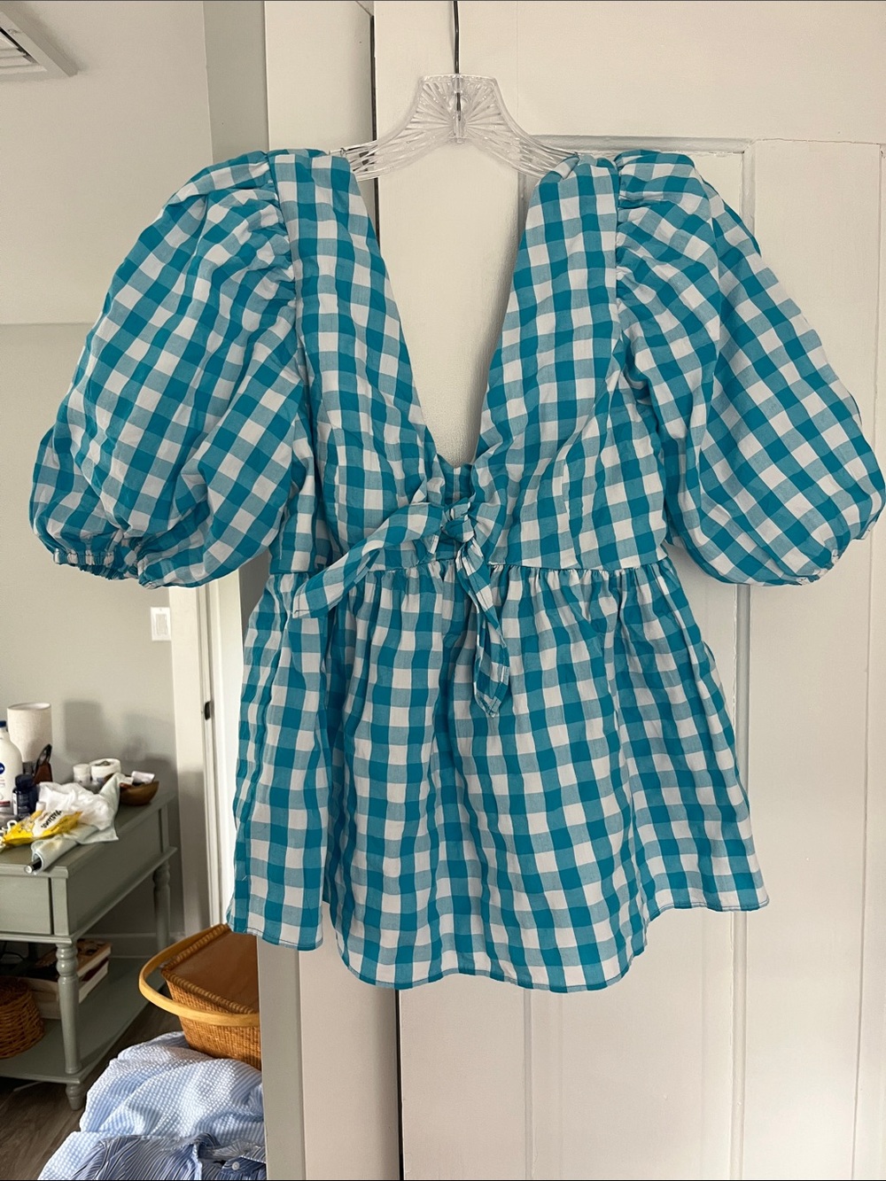Lily Pulitzer Baby Doll Teal Seersucker Top